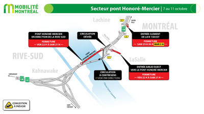 5. Secteur pont Honor-Mercier, 7 au 11 octobre (Groupe CNW/Ministre des Transports)