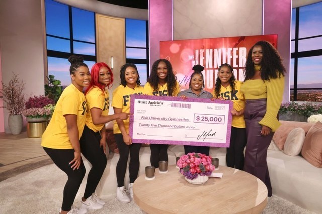 Kendria Strong, Chief Marketing Officer at House of Cheatham, parent company to Aunt Jackie’s, along with the FISK gymnastics team and Jennifer Hudson