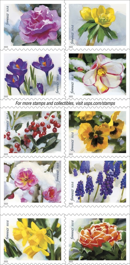 USPS Snowy Beauty Stamps Bloom Forever