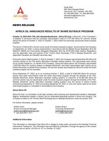 Africa Oil Announces Results of Share Buyback Program (CNW Group/Africa Oil Corp.)
