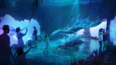 Guests will experience a first look at an artistic sculpt representation of the new marine creature, the Ilu, from the upcoming film Avatar: The Way of Water. (PRNewsfoto/Cityneon Holdings)