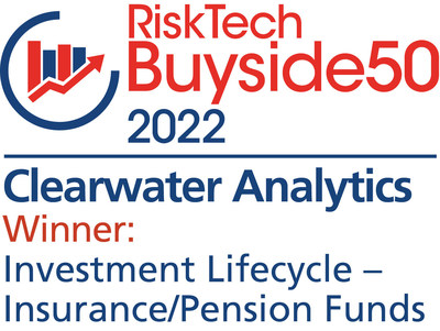 Clearwater Analytics wins the RiskTech Buyside50 2022 Award in the Investment Lifecycle – Insurance/Pension Funds category.
