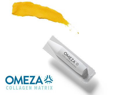 Omeza® Collagen Matrix is the first of its kind drug-device combination product, with a simple snap and squeeze application for chronic wounds.