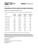 CANADIAN UTILITIES LIMITED ELIGIBLE DIVIDENDS