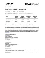 ATCO LTD. ELIGIBLE DIVIDENDS (CNW Group/ATCO Ltd.)