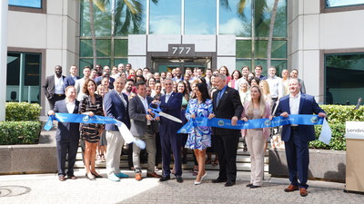 Matthew Neisser, CEO & Co Founder of LendingOne; Scott Singer, Mayor of Boca Raton; Robert Weinroth, Mayor of Palm Beach County and County Commissioner; and Troy McLellan, President & CEO of the Greater Boca Raton Chamber of Commerce joined customers and employees in a special ribbon-cutting ceremony commemorating the opening of LendingOne's new headquarters in Boca Raton, FL.