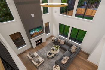 MN Custom Homes Northwest Idea House features a dramatic two-story great room designed to open the home to Washington's verdant outdoors. Proceeds from the sale of the home will benefit Bellevue, Washington non-profit Jubilee REACH and its work in Bellevue's public schools.