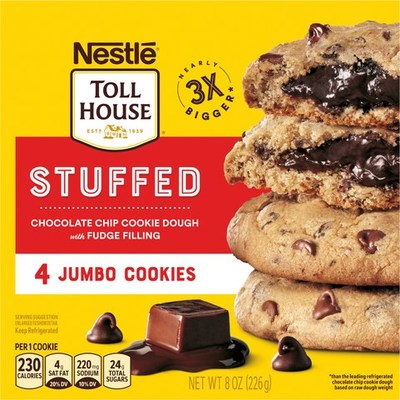 NESTLɮ TOLL HOUSE STUFFED Chocolate Chip Cookie Dough with Fudge Filling (product packaging)