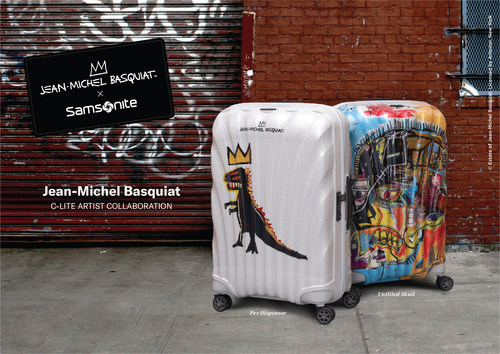 A coleção Jean-Michel Basquiat x Samsonite, que está disponível em todo o mundo em quantidades limitadas, conta com dois designs externos singulares mas harmoniosos.