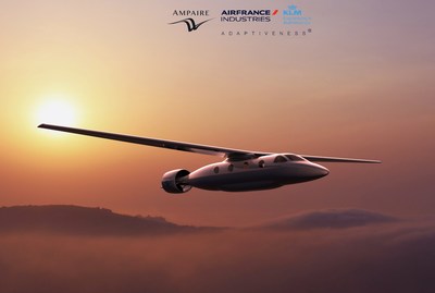Ampaire's advanced fully-electric Tailwind concept aircraft. The nine-seat Tailwind is aerodynamically optimized to make the most efficient use of electric power.