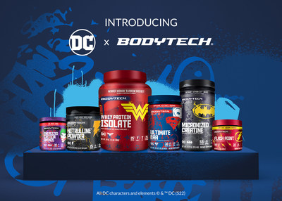 New BodyTech sports nutrition formulas unite flavor innovation with the epic excitement of iconic DC Super Heroes and Super-Villains from the DC Universe, including Superman, Batman, Wonder Woman, Black Adam and more.