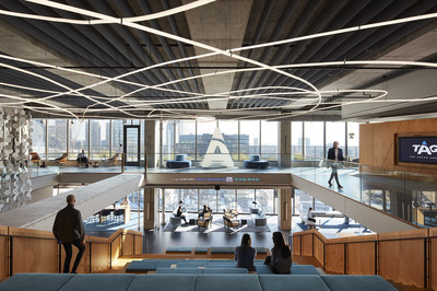 Crain’s Chicago Business has chosen TAG - The Aspen Group headquarters as one of its Coolest Offices for 2022. The office features natural lighting from floor-to-ceiling windows looking south across Chicago enhanced by a swirling, thin sculpture of light designed to resemble dental floss. (Image credit: Perkins&Will for The Aspen Group)