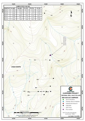 Figure 2: Drill Collar Location Map for Agua Santa target (CNW Group/Adventus Mining Corporation)