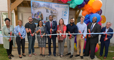 Ribbon cutting for 12Hundred Studios. Pictured left to right: Jennifer Freeman, Fulton County Commissioner Robb Pitts Office; Georgia State Senator Sonya Halpern; Brian McCarthy, Principal, Tenth Street Ventures; Atlanta Mayor Andre Dickens; Deborah La Franchi, Managing Partner, ASFM; Miles Alexander, Alexander Goshen; Richard Taylor, Managing Partner, ARRC Capital Partners; Atlanta City Councilmember Byron Amos, District 3; David Alexander, Managing Partner, ASFM | Photo: Diane Crow Productions