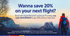 SOUTHWEST AIRLINES ANNOUNCES LIMITED-TIME RAPID REWARDS POINTS BOOKING OFFER, SAVE 20% OFF BASE FARES FOR FALL AND WINTER TRAVEL