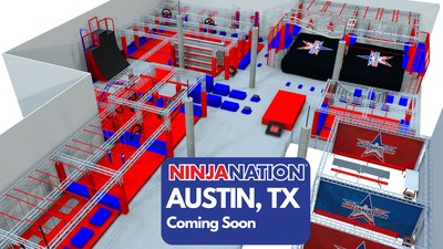 Ninja Nation Austin, Texas will feature a 16,000 square foot Arena with a huge capacity for birthday parties, camps, youth fitness classes, open gym, field trips, team building, Ninja & OCR workshops and more