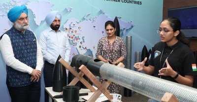 Indian Ambassador to US Taranjit Singh Sandhu interacting with the students at Kalpna Chawla Centre for Space Science and Technology at the campus of Chandigarh University