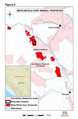 Figure 2.  Regional Map of Minto Metals Corp. Projects.  All exploration activity reported herein are from the Minto Mine Property and authorized under Quartz Mining Land Use Permit LQ00565. (CNW Group/Minto Metals Corp.)