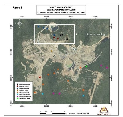 Figure 3.  All 2022 Exploration Drill Collar locations as at August 31, 2022. (CNW Group/Minto Metals Corp.)