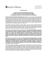 Denison Announces Exploration Agreement with the Ya’thi Néné Lands and Resources Office, the Athabasca Nations, and Communities of the Nuhenéné (CNW Group/Denison Mines Corp.)