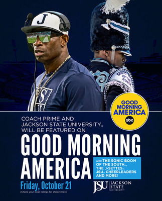 ABC News will bring its award-winning morning show, Good Morning America, to Jackson State University just in time for Homecoming on Friday, October 21. The live broadcast will feature Good Morning America Co-Anchor Michael Strahan and an interview with Coach Deion Sanders.
