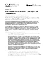 CANADIAN UTILITIES REPORTS THIRD QUARTER 2022 EARNINGS