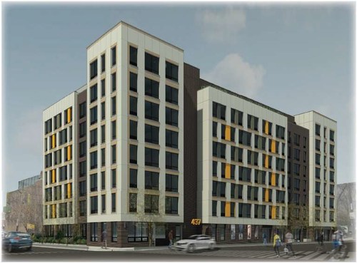 A rendering of Euclid Glenmore Apartments, an affordable housing project in Brooklyn, NY