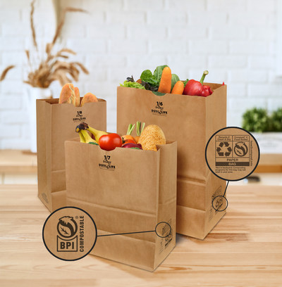 Duro, a Novolex brand, has earned the Biodegradable Products Institute (BPI) certification for numerous products in its Dubl Life line of paper bags and sacks. The products are among the first on the market to receive this leading certification. In another first, the bags will also feature the How2Compost and How2Recycle labels, which inform consumers of how to dispose of the packaging after use.