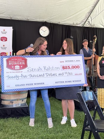 Sarah Grace Ralston (right) won the $25,000 grand prize at a cookout at the historic Sutter Home Victorian Inn in Napa Valley.