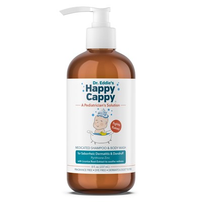 Now available in Walmart stores nationwide. Voted "Best Cradle Cap Shampoo" by Parents magazine. The medical term for cradle cap is seborrheic dermatitis. Irritant free Happy Cappy Medicated Shampoo & Body Wash helps eliminate scalp & skin scaling, redness, flaking, itching, and irritation associated with seborrheic dermatitis & dandruff. Contains the natural ingredient licorice root extract to help soothe redness behind ears, under armpits, and in neck folds.