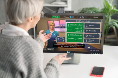 Electronic Caregiver's Virtual Caregiver™, Addison, engages with and helps monitor the health of aging and chronically ill clients and child patients via touch-screen devices placed throughout a home.