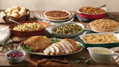 Spend less time in the kitchen and more time together with Cracker Barrel's Turkey Heat n' Serve Feast, a complete Thanksgiving meal for 8-10 served with roasted turkey breast and gravy, sides, bread and dessert.