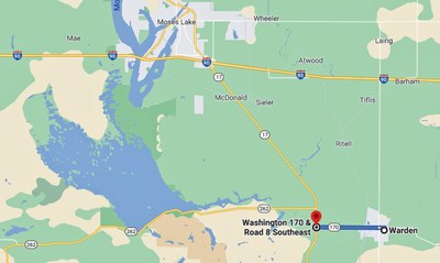 Map of Intersection of SR-17 and SR-170 near Warden, WA