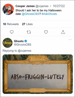 Today CBS is unveiling a Victorian-style mirror that enables fans to communicate with the spirits from CBS Original series GHOSTS, in celebration of the hit comedy’s Halloween episode.