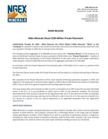 NGEx Minerals Closes C$30 Million Private Placement (CNW Group/NGEx Minerals Ltd.)