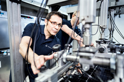 Testing of PV modules in the Cologne solar lab of TUV Rheinland (PRNewsfoto/TUV Rheinland)