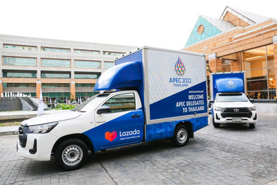 Lazada Logistics’ commemorative APEC and Lazada co-branded delivery fleet.