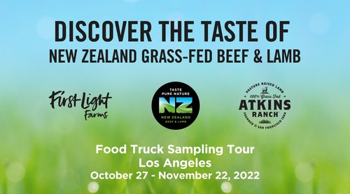Beef + Lamb New Zealand is launching a food truck sampling tour, in partnership with Atkins Ranch grass-fed lamb and First Light Farms 100% grass-fed Wagyu beef, to bring a taste of New Zealand to Los Angeles-area residents.