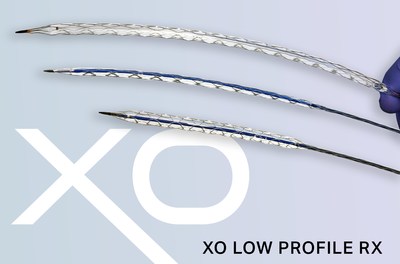 Transit Scientific’s XO RX 3.8F shown loaded and inflated on (3) different off-the-shelf angioplasty balloons 6mmx200mm, 5mmx150mm, and 7mmx100mm.