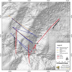 OUTCROP SILVER INTERSECTS 2.4 METRES OF 2,032 GRAMS SILVER EQUIVALENT PER TONNE AND EXTENDS HIGH-GRADE IN LAS MARAS SHOOT TO THE DEEPEST ON THE SANTA ANA PROJECT