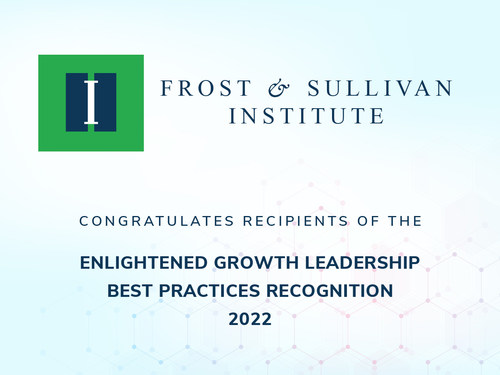 The Frost & Sullivan Institute's Enlightened Growth Leadership Best Practices Recognition honors companies that are driven and committed to their pursuit of excellence, while ensuring a healthy balance between growth and sustainability. The Frost & Sullivan Institute's Enlightened Growth Leadership Best Practices Recognition honors companies that are driven and committed to their pursuit of excellence, while ensuring a healthy balance between growth and sustainability.