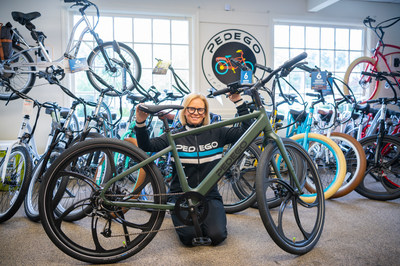 Trisha Larsen, owner of Pedego Electric Bikes Stony Brook, a small business that sells electric bikes in East Setauket, NY, recently won a Synchrony Pillars Grant for $10,000 for the organization’s digital transformation.