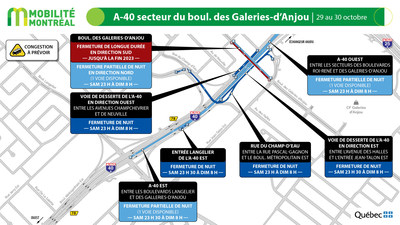 8. A-40, secteur du boul. des Galeries d’Anjou, 29 au 30 octobre (Groupe CNW/Ministère des Transports et de la Mobilité durable)