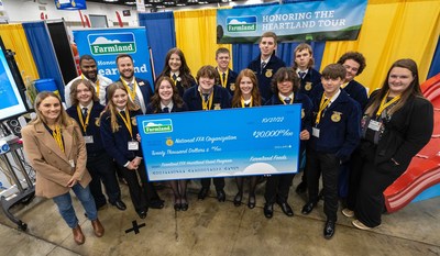 Representatives from Farmland, Smithfield Foods, and National FFA Organization gather to recognize the recipients of the Farmland FFA Heartland Grant Program, which is providing a total of $20,000 in financial support to fund agricultural and community service projects.