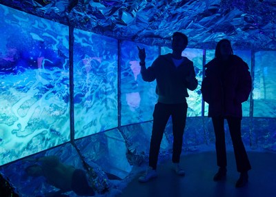 Exploring the Ice Tunnel at Icelandair's Around the Corner Experience (PRNewsfoto/Icelandair)