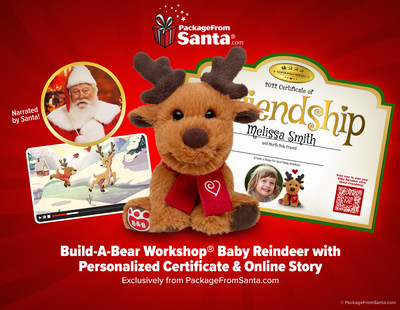 America's #1 Santa-letter package delivery service now features a cuddly Baby Reindeer from Build-A-Bear Workshop®... a gold-foil embossed Certificate of Friendship... and scannable QR code to unlock a special animated story told by Santa himself.