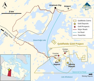 Figure 1: Location of the Goldfields Project (CNW Group/Fortune Bay Corp.)