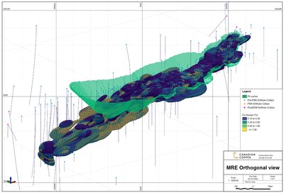 Figure 2: Base Case Pit Constrained MRE, Orthogonal View (CNW Group/Canadian Copper Inc.)