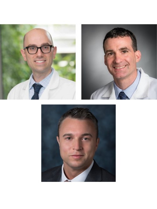 The grant winners, top row from left to right: Dr. Eric Smith, Dr. Andrew Aguirre; bottom row: Dr. Sam Klempner.