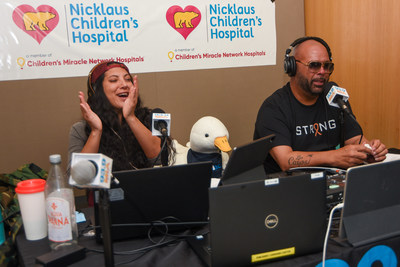 DJ Laz and Kimmy B broadcast live from Nicklaus Children's Hospital.